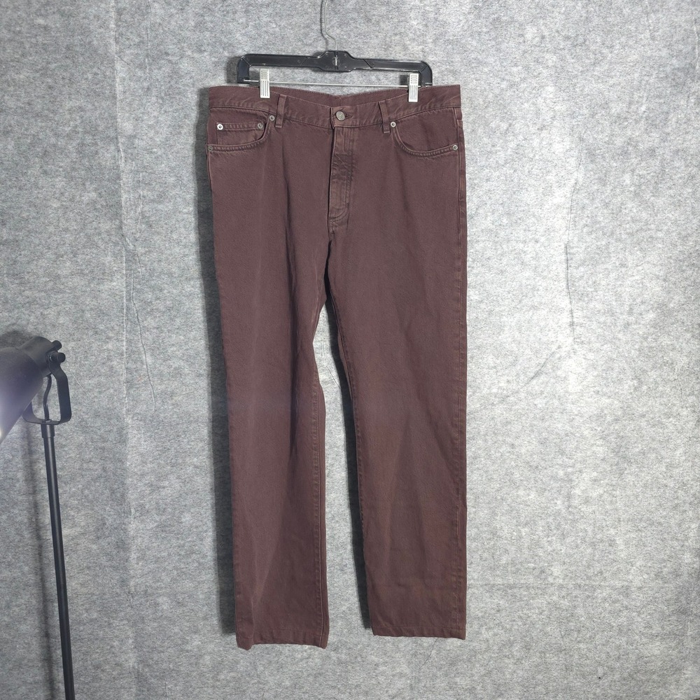 Zegna City Trousers Mens 36 Burgundy Slim Fit Cotton Pants UCIB5A6 Leather Patch